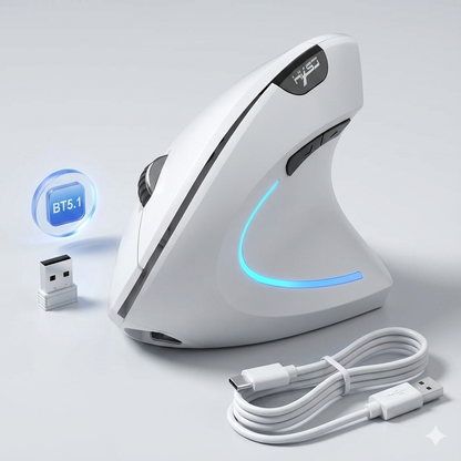 🖱️ Ergonomic Vertical Mouse | Rechargeable Dual-Mode Comfort