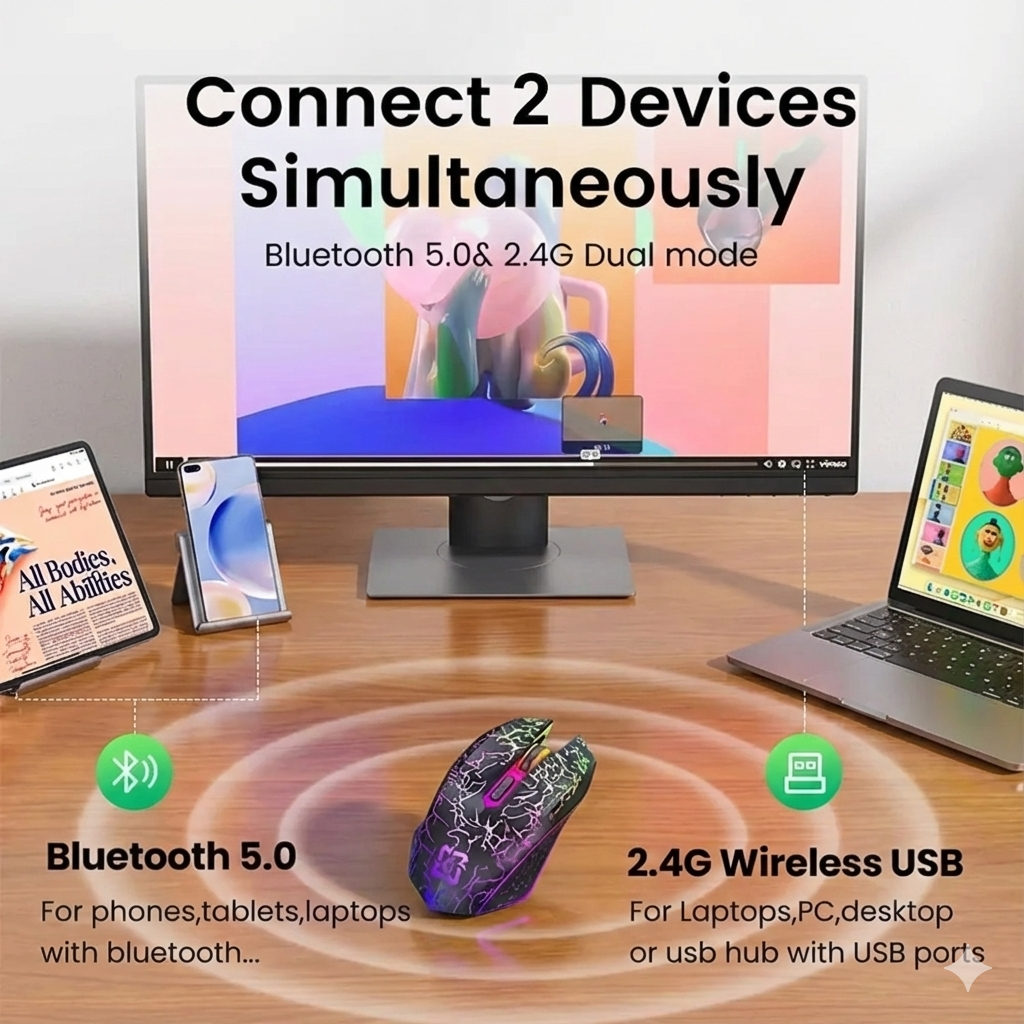 🖱️ Bluetooth Wireless Mouse | Rechargeable & Smooth Control