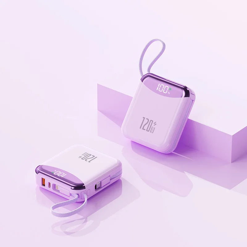 ⚡ 120W Portable Power Bank | Dual Cable & Quick Charge