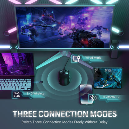 🖱️ RGB Gaming Mouse | Dual-Mode Bluetooth with Rechargeable Battery